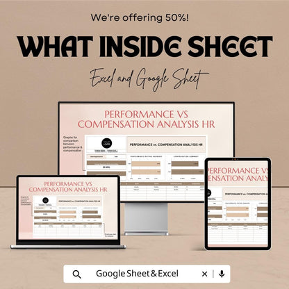 Performance vs Compensation Analysis HR Sheet - Excel & Google Sheets Template for Employee Data Analysis