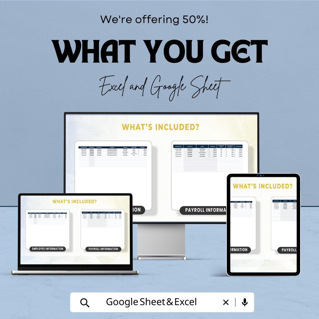Finance Payroll Expense Tracking Template | Payroll Cost Tracker | Employee Payroll Management | Excel & Google Sheets
