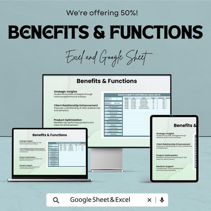 Sales Client’s Historical Deal Data Template | Excel & Google Sheets | Sales Tracker | Client Record Spreadsheet | Business CRM Sheet