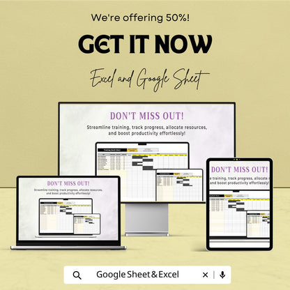 Training Gantt Chart Template | Training Schedule Spreadsheet | Employee Training Planner | Excel & Google Sheets Project Timeline