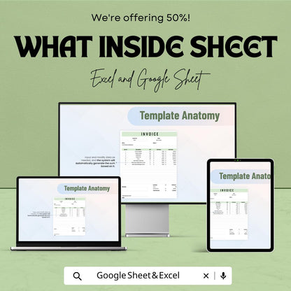 Invoice Template Sheet for Billing, Google Sheets & Excel | Professional Invoices for Small Business | Customizable Billing System