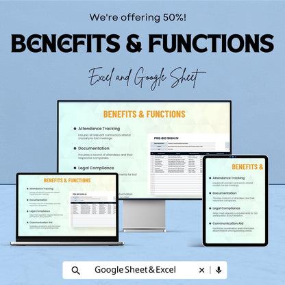 Pre-Bid Sign-In Sheet | Excel & Google Sheets Template | Bid Meeting Tracker | Contractor Registration | Instant Download