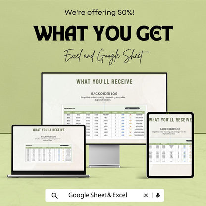 Operations Backorder Tracking System Template | Order Management Spreadsheet | Excel & Google Sheets