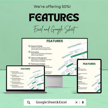 Advertising Budget Template | Marketing Budget Spreadsheet | Ad Spend Tracker | Excel & Google Sheets