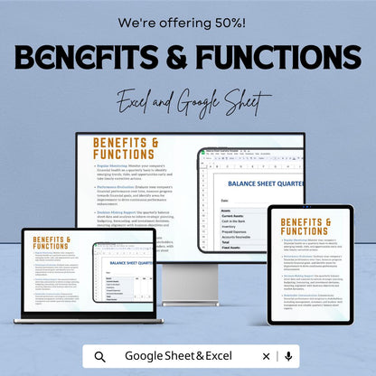 Balance Sheet Quarterly Template | Financial Statement Template | Business Finance Tracker | Quarterly Reporting Sheet | Accounting Template