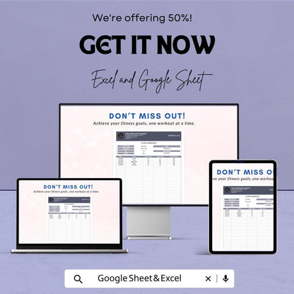 Exercise Log Sheet | Track Your Fitness Journey | Excel & Google Sheets Template