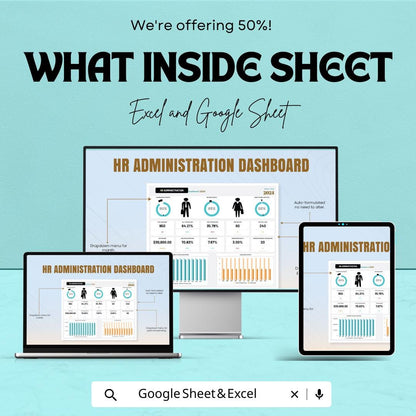 HR Administration Dashboard Sheet for Employee Analytics | Google Sheet Template | HR Metrics & Performance Tracker | HR Analytics Tool