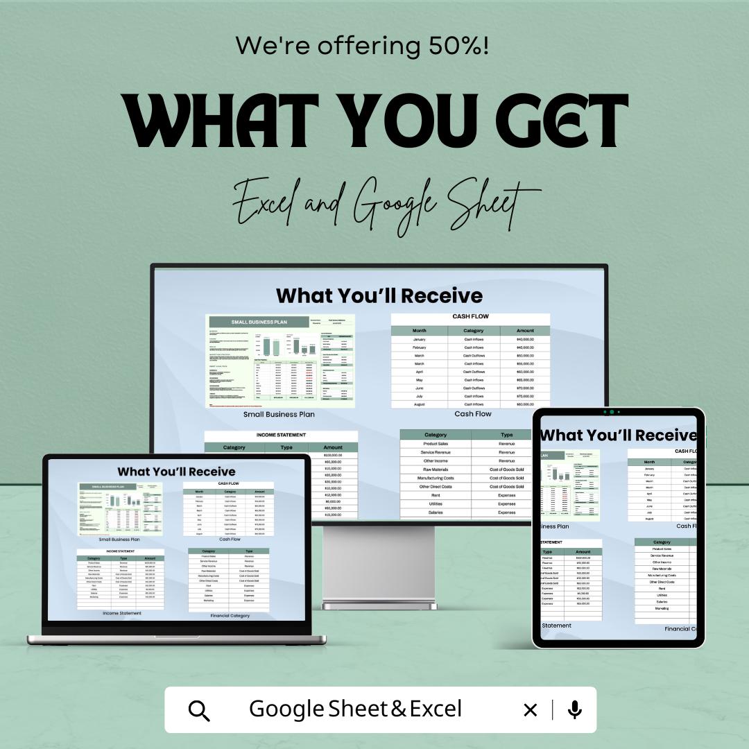 Small Business Plan Sheet – Excel and Google Sheets Template for Strategic Planning & Financial Projections
