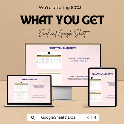 Workplace Safety Checklist HR Template, Safety Compliance Tracker, HR Safety Audit Sheet, OSHA Checklist, Excel & Google Sheets