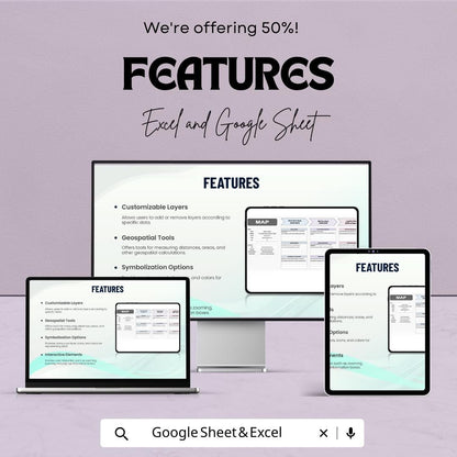 50% Off | Customizable Map Sheet Template for Goal Setting | Short, Mid, and Long-Term Planning | Excel & Google Sheets