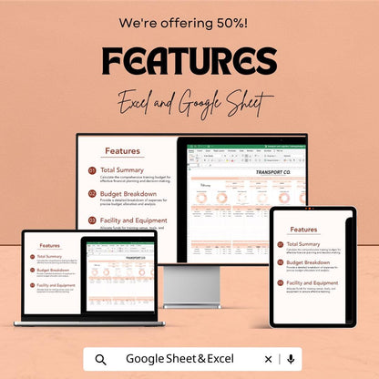 Transport and Logistics Training Budget Spreadsheet Template | Excel & Google Sheets | Training Cost Planner | Logistics Budget Tracker |
