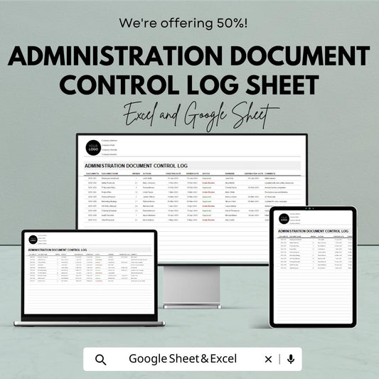 Administration Document Control Log Sheet – Excel & Google Sheets – Document Tracking, Approval Log, Revision History Tracker
