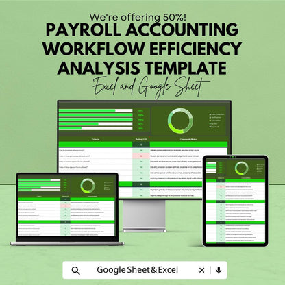 Payroll Accounting Workflow Efficiency Analysis Template | HR Process Improvement | Payroll Audit Tracker | Finance Operations Dashboard