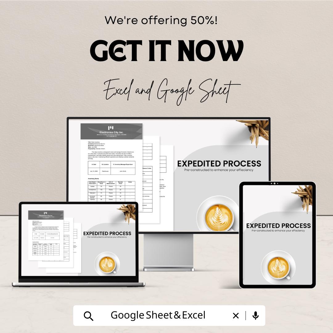 Daily Inventory Sheet | Excel & Google Sheets Template | Inventory Tracking | Stock Management | Instant Download | Customizable Inventory
