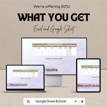 Compensation Scorecard and Reporting Tool HR Sheet - Excel & Google Sheets Template, Employee Compensation Tracker,