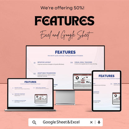 Trading Dashboard Sheet - Excel and Google Sheet for Profit & Loss, Trade Tracking, Investment Analysis - Financial Dashboard Template