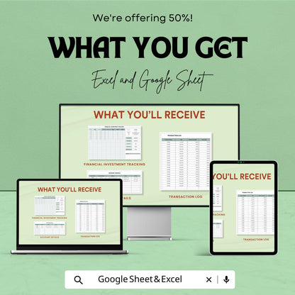Financial Investment Tracking Template | Investment Log, Portfolio Tracker, Gain Loss Calculator, Finance Tracking Template
