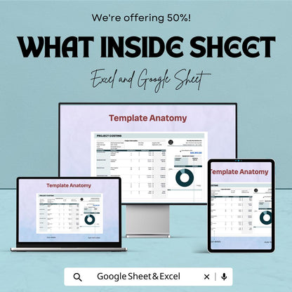 Project Cost Template | Expense Tracking Spreadsheet | Budget Costing Tool | Excel & Google Sheets | Business Finance Cost Planner