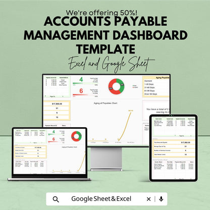 Accounts Payable Management Dashboard Template | Invoice Tracker Spreadsheet | Vendor Payment Tracker | Excel & Google Sheets Template