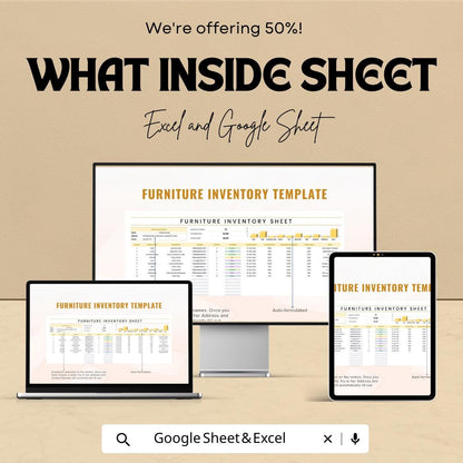 Furniture Inventory Template | Home Asset Tracker Spreadsheet | Furniture Inventory Log | Insurance & Asset Management