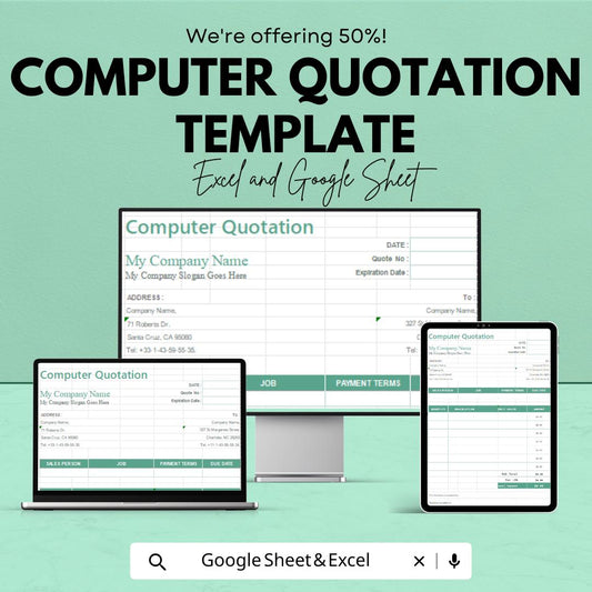 Computer Quotation Template | IT Service Quote Sheet | Google Sheets & Excel Estimate Template | Business Pricing Quote Form