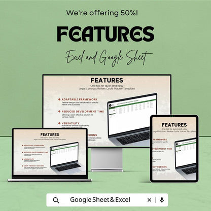Legal Contract Review Tracker, Contract Review Cycle Template, Law Office Contract Management, Excel & Google Sheets Legal Workflow Tool
