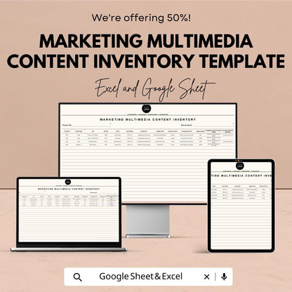 Marketing Multimedia Content Inventory Template | Content Asset Manager | Digital Asset Tracker | Marketing Content Organizer