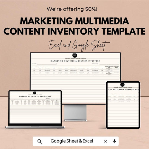 Marketing Multimedia Content Inventory Template | Content Asset Manager | Digital Asset Tracker | Marketing Content Organizer