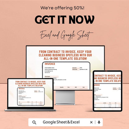 Cleaning Services Contract Agreement Invoice Template | Cleaning Business Invoice | Service Contract Form | Printable Invoice Template
