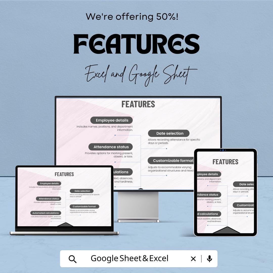 Sample Staff Attendance Sheet Template | Employee Attendance Tracker | Work Attendance Log | Excel & Google Sheets