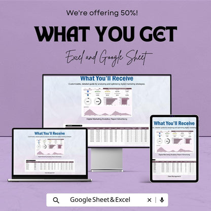 Digital Marketing Analytics Report Advertising Template | Marketing KPI Report | Ad Performance Tracker | Digital Marketing Report Template