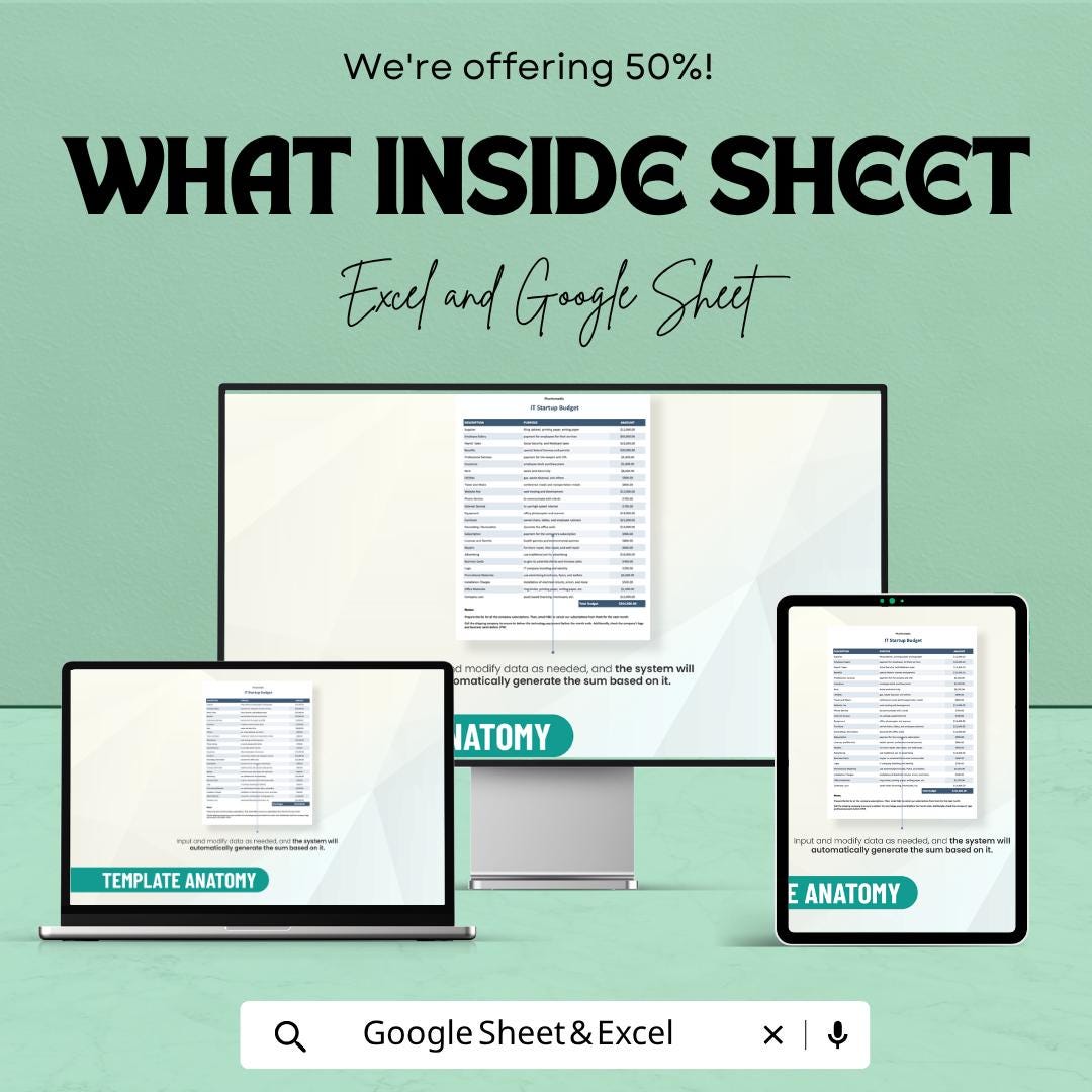 IT Startup Budget Template Excel | Startup Financial Planning Spreadsheet | Tech Business Budget Tracker | Expense & Cost Planning