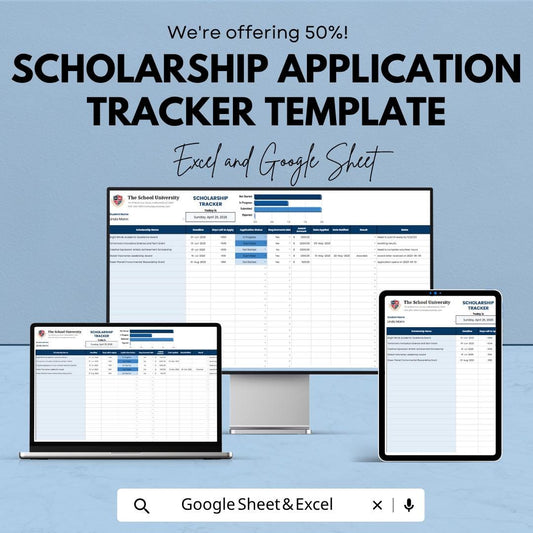 Scholarship Application Tracker Template for Excel & Google Sheets | Scholarship Planner Spreadsheet | Scholarship Deadline Tracker |