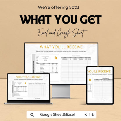 Commercial Roofing Bid Template | Roofing Estimate Template | Construction Bid Spreadsheet | Contractor Proposal Template
