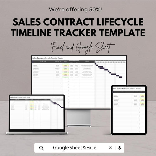 Sales Contract Lifecycle Timeline Tracker Template | Excel & Google Sheets | Contract Management Spreadsheet | Sales Timeline Tracker