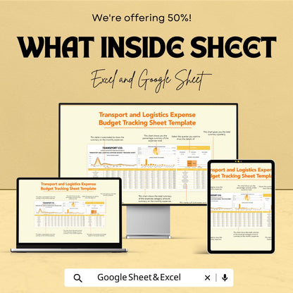 Transport and Logistics Expense Budget Tracking Sheet Template | Excel and Google Sheets | Fleet Expense Tracker | Logistics Cost Planner |