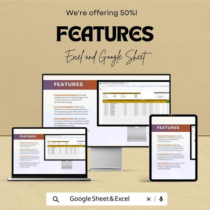 Automated Payroll Template | Payroll Calculator Spreadsheet | Salary Tracker | Employee Payroll System | Accounting Template