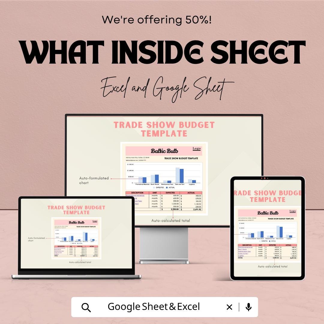 Trade Show Budget Template | Event Budget Spreadsheet | Exhibition Budget Planner | Marketing Budget Sheet