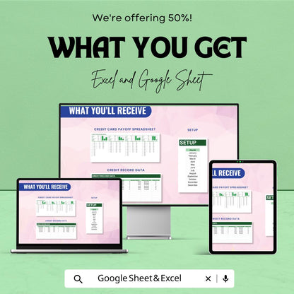 Credit Card Payoff Spreadsheet Template | Excel & Google Sheets Debt Tracker | Credit Card Debt Payoff Planner