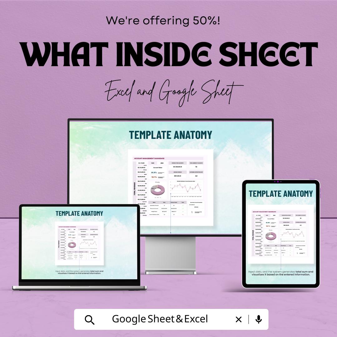Account Management Dashboard | Google Sheet Template for Finance, Sales & Performance Tracking | Monitor Revenue and Accounts Effectively