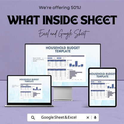 Household Budget Template | Monthly Budget Spreadsheet | Expense & Income Tracker | Financial Planner