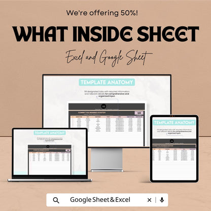 Health & Safety Committee Member Roster Template | Excel and Google Sheets | Safety Committee List | HSE Committee Tracker