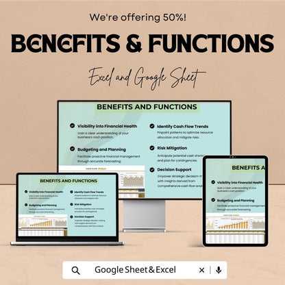 Cash Flow Analysis Template, Excel & Google Sheets, Cash Flow Tracker, Business Finance Spreadsheet, Budget and Income Expense Tool