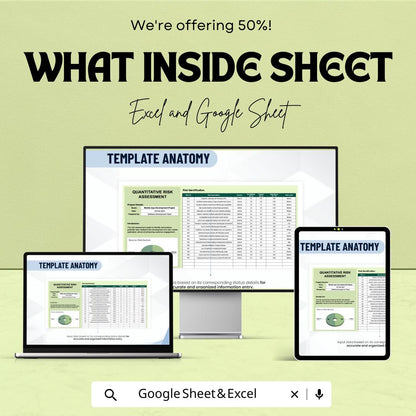 Quantitative Risk Assessment Template | Business Risk Analysis Dashboard | Project Management Tool | Risk Evaluation Sheet
