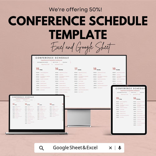 Conference Schedule Template | Event Planner Spreadsheet | Conference Agenda Planner | Event Schedule Template