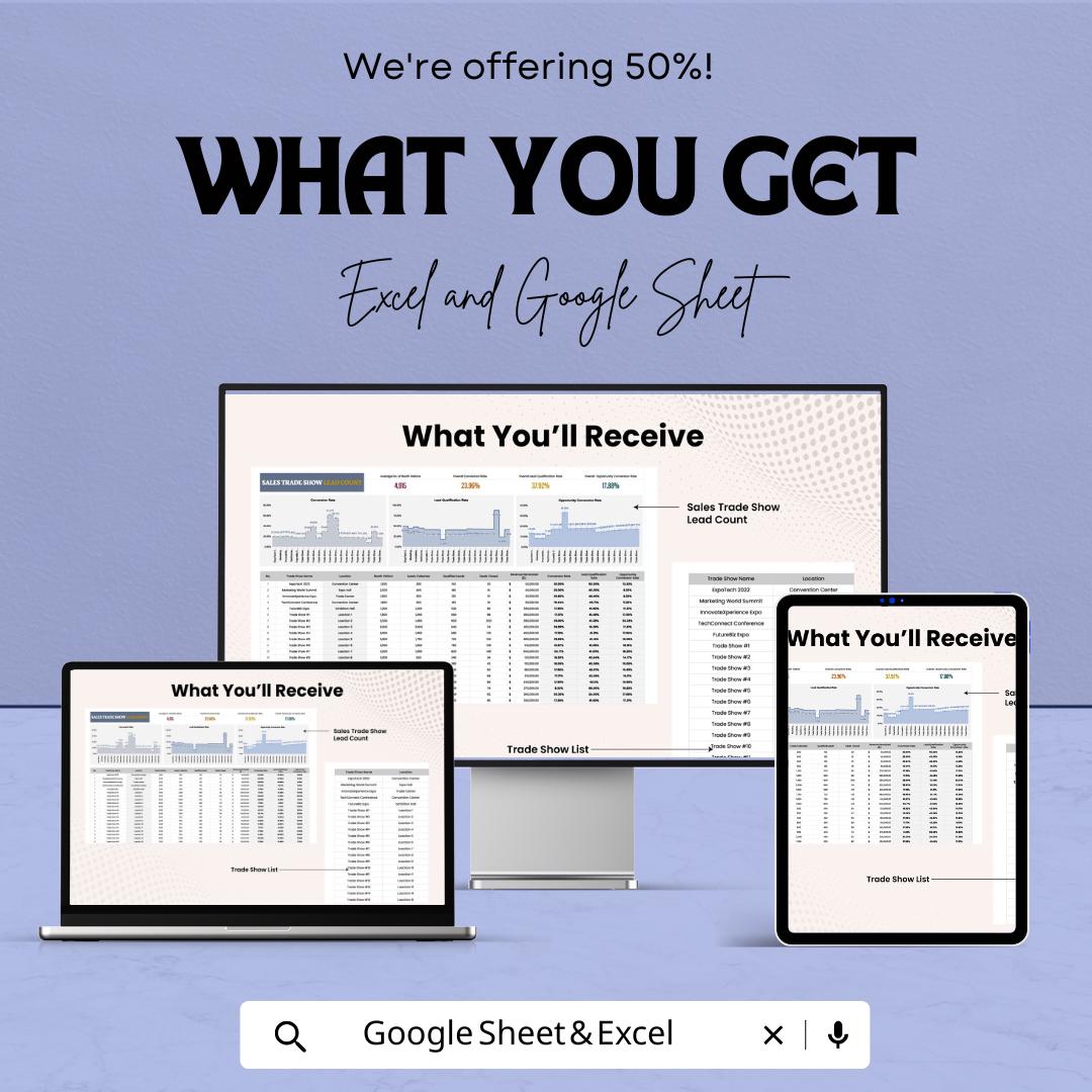 Sales Trade Show Lead Count Template | Trade Show Lead Tracker | Event Lead Management Spreadsheet | Booth Lead Report