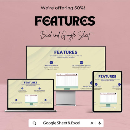 Marketing Launch Event Vendor Payments Template | Vendor Payment Tracker | Event Budget Tracker | Vendor Management Log