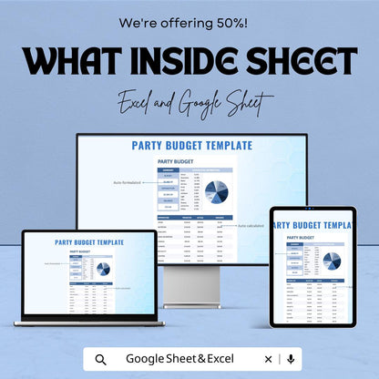 Party Budget Template | Event Budget Planner | Birthday Party Budget | Wedding Party Budget | Excel & Google Sheets Spreadsheet