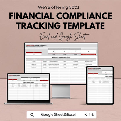 Financial Compliance Tracking Template | Excel and Google Sheets | Compliance Log, Audit Tracker, Risk Management, Finance Spreadsheet