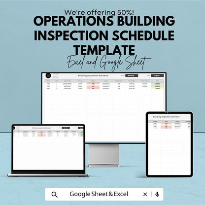 Operations Building Inspection Schedule Template | Inspection Tracker Spreadsheet | Excel & Google Sheets